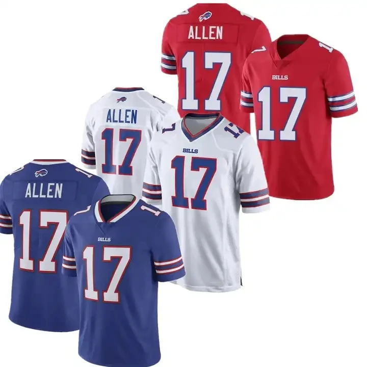 Besti Josh Allen Buffalo Football Jerseys 17 Stitched Fashion Sport USA Football Limited Jersey Game Jerseys - Royal Red White