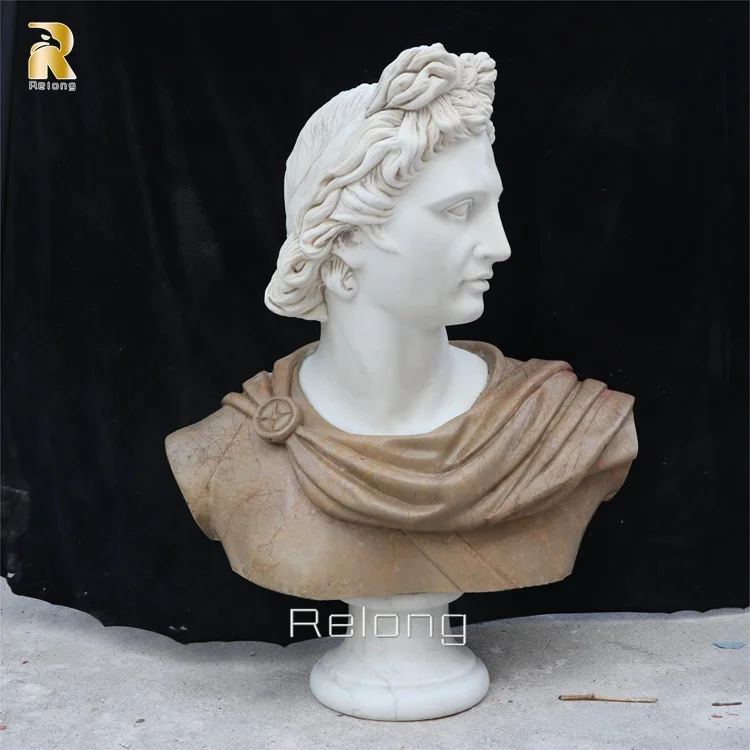 Hand Carved Classic Apollo Marble Bust Statue Sculpture for Villa Decoration