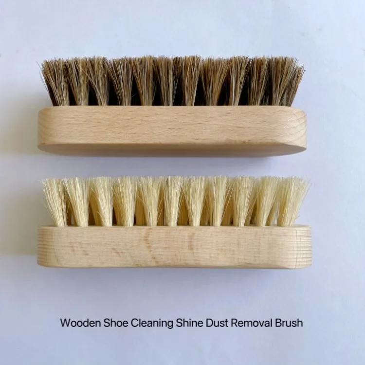 Factory Wholesale Customer Logo Premium Pig Bristle Horse Hair Natural BeechWood Shoe Cleaning Care Shine Dust Removal Brush