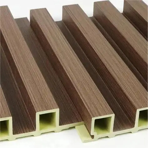 Waterproof China factory wpc pvc composite wooden grain slat wall panel for exterior and interior decoration