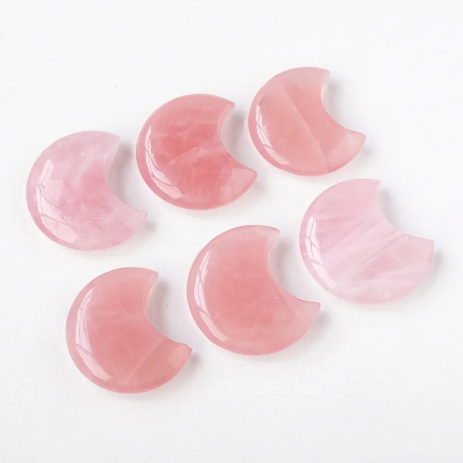 Wholesale Natural Crystal Moon Pink Crystal Moon Rose Quartz Moon For Girl Gift