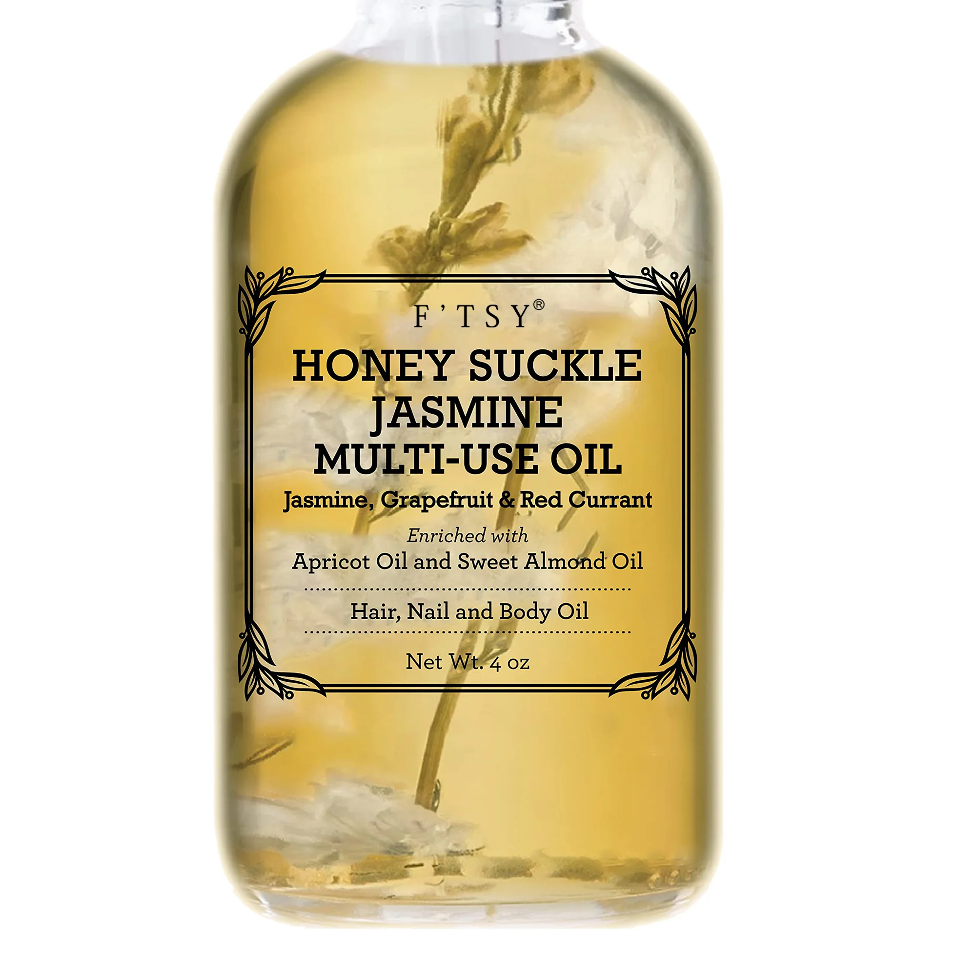 Private Label Multi Use Face Body Hair Oil Hydrates Skin Restores Shine Sweet Almond Apricot Coconut Oil Vitamin E 4Oz Body Oil
