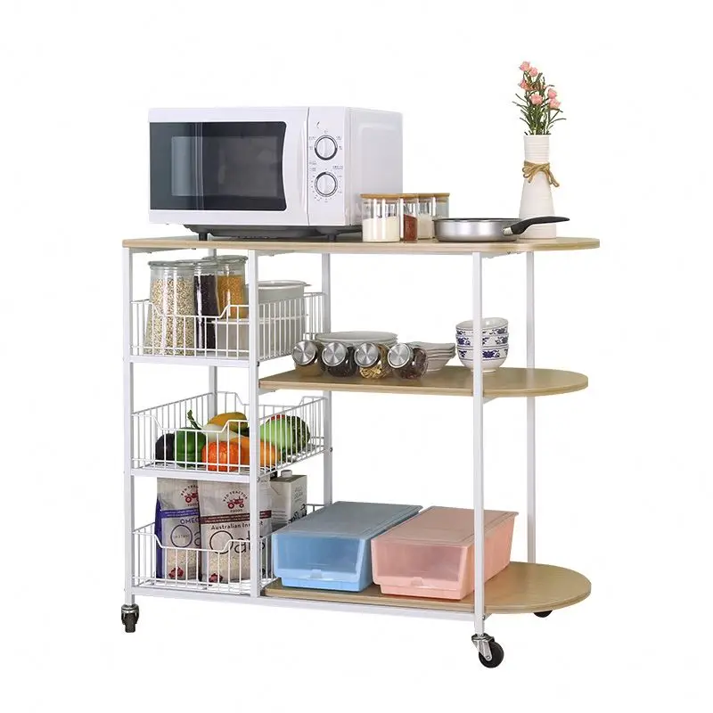 Дешевый кухонный остров из МДФ с теплыми тарелками тележка