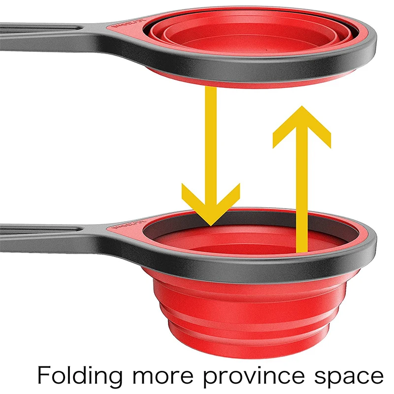 Wholesale 8 Piece Colorful Plastic And Silicone Measuring Cup And Spoon Measuring Cups Set Of Collapsible