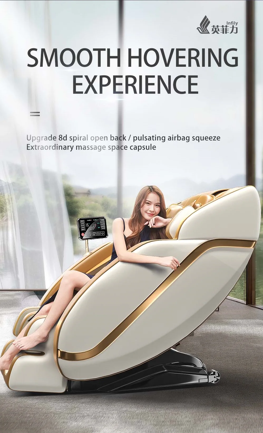 2021 Latest Luxury Music Electric Full Body 4D Multi Function SL Track Zero Gravity Shiatsu Heat Office Recliner Massage Chair