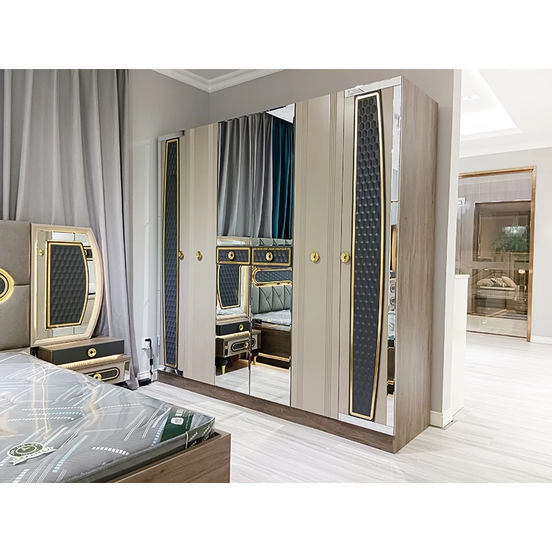 Modern Luxury Art Designer Bedroom Set High-End Villa Large Size Furniture with Storage Feature Wood Style MDF for Hotels