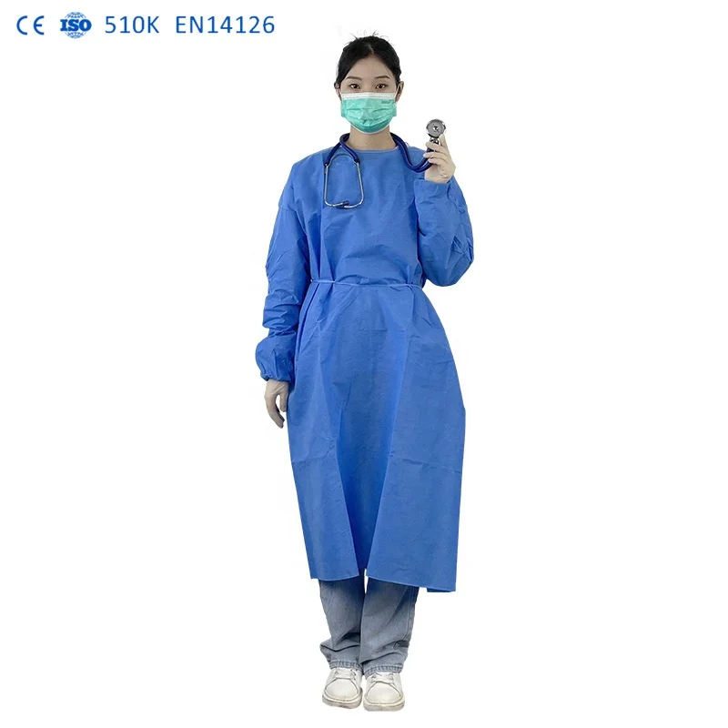 Factory Stock ASTM F1671 disposable lab coat waterproof 510k waterproof level 3 gown Waterproof Blood-Proof for Inpatient Wards