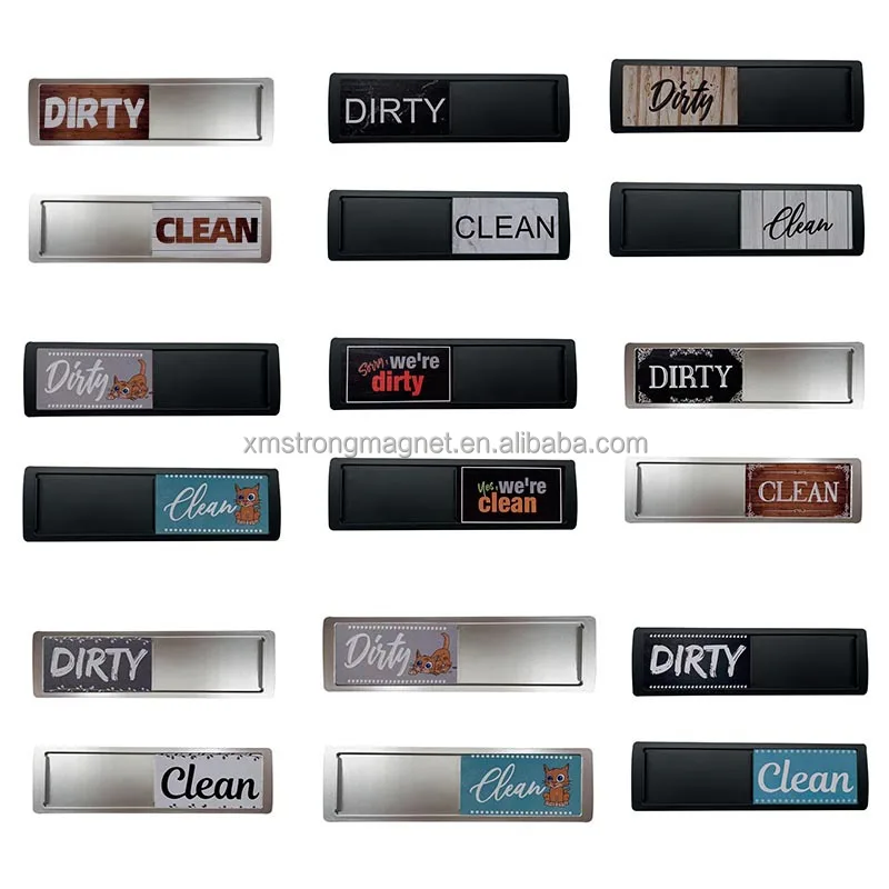 Custom Clean Dirty Dishwasher Magnet with Slide Indicator Non-Scratch Double Sided Stickers for Kitchen