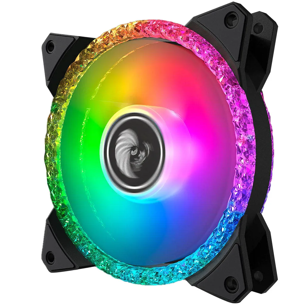 120mm double ring PC gaming Computer Case Cooling Fans Diamond light effect rainbow color LED chassis fan