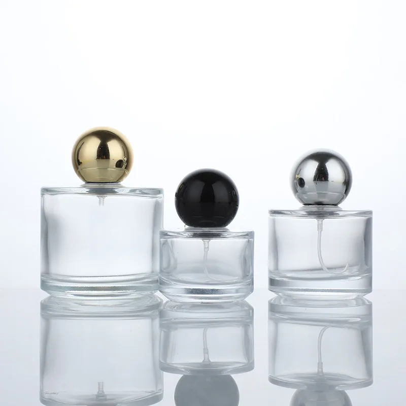 30ml 50ml 100ml Empty Clear Luxury Beautiful Perfume Bottle Container With Spray Pump And Ball Shape Cap
