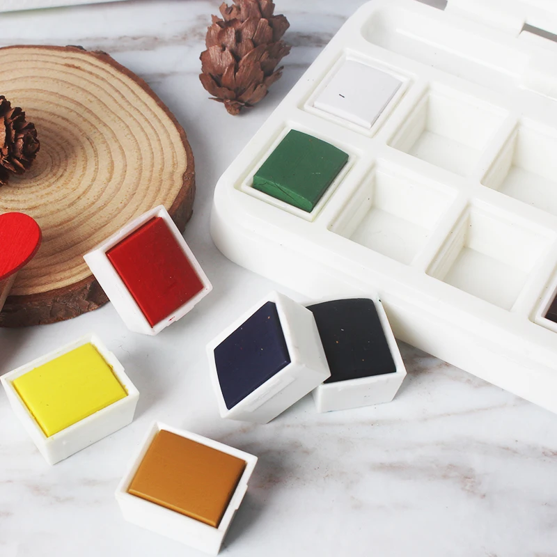 Hot Sale High Quality Portable 12 Colors Removable Solid Watercolor Painting Set For Kids