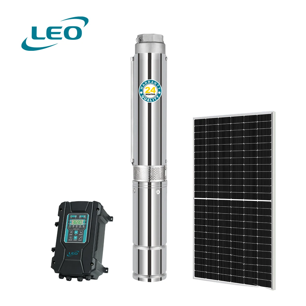 LEO 110v/1500w Multistage solar water pump DC submersible solar pump set submersible borehole pump