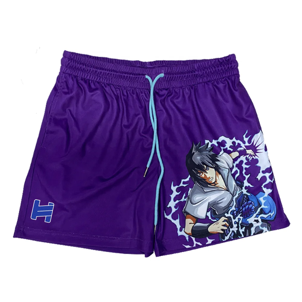 Custom Polyester Drawstring Single Layer Mesh Basketball Shorts Quick Dry Men Sublimation Print an Anime x Gym Mesh Shorts
