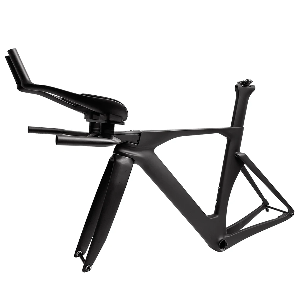 Full Carbon T1100 TT Frame DI2 Racing Triathlon Bike Frameset Disc Brake BB386 Time Trial Bicycle Frame 700x28C With End Bar