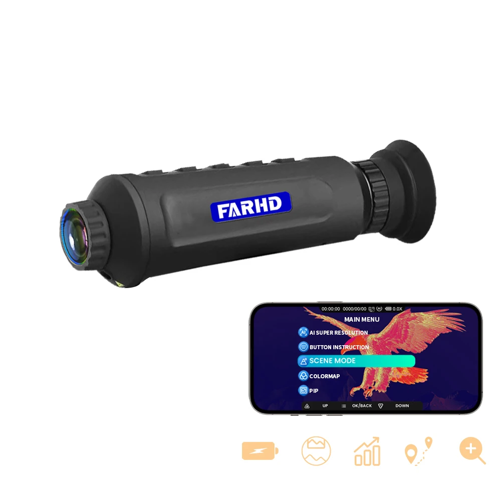 Smart Portable High Resolution Hunting Night Vision 35mm x8 Thermal Imager Monocular Scope with WIFI