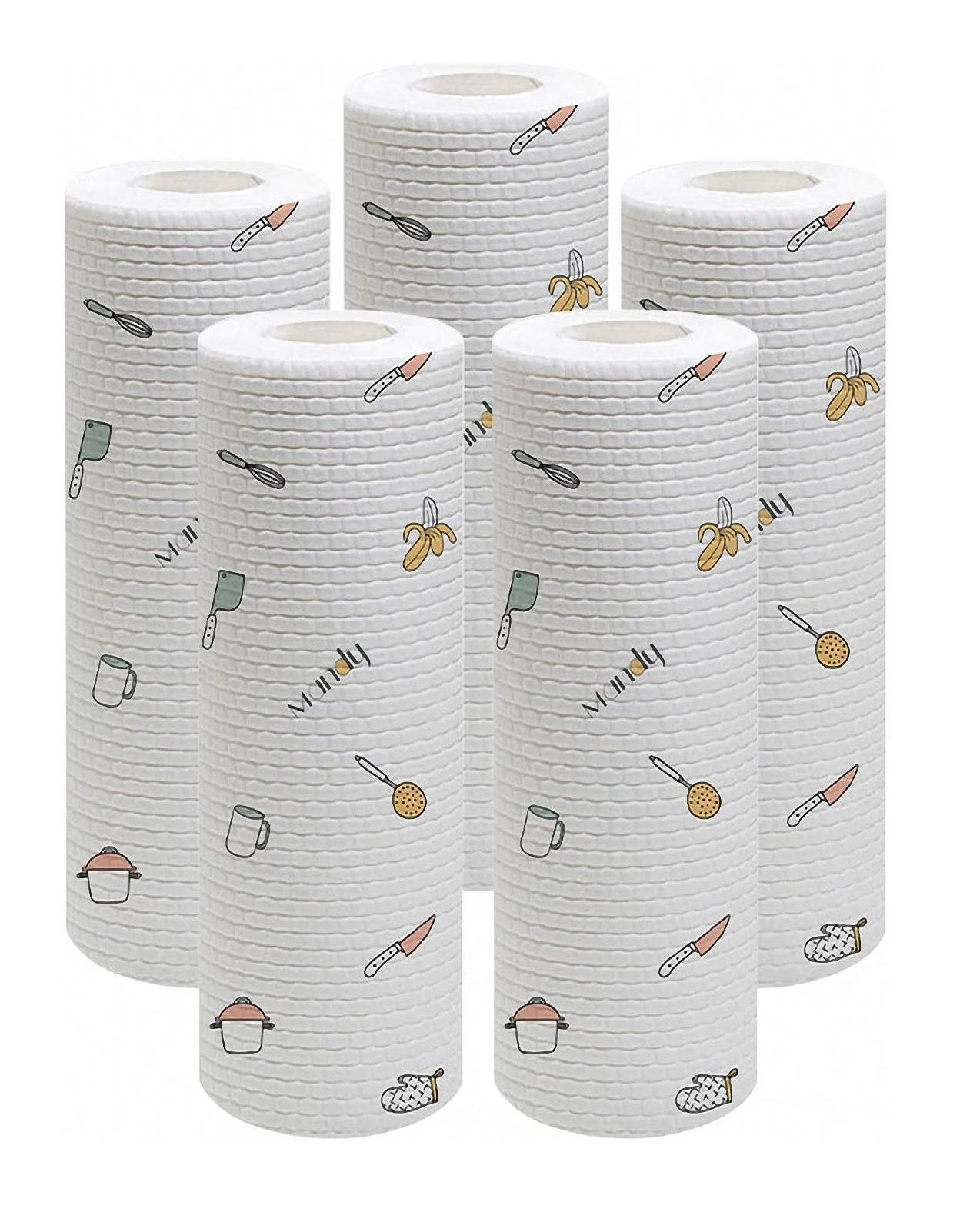Reusable Kitchen Tissue Wipes Paper Hand Cleaning Towel Dish Cloth Non-Woven Disposable Printed Paper Towel Roll Rag Washable