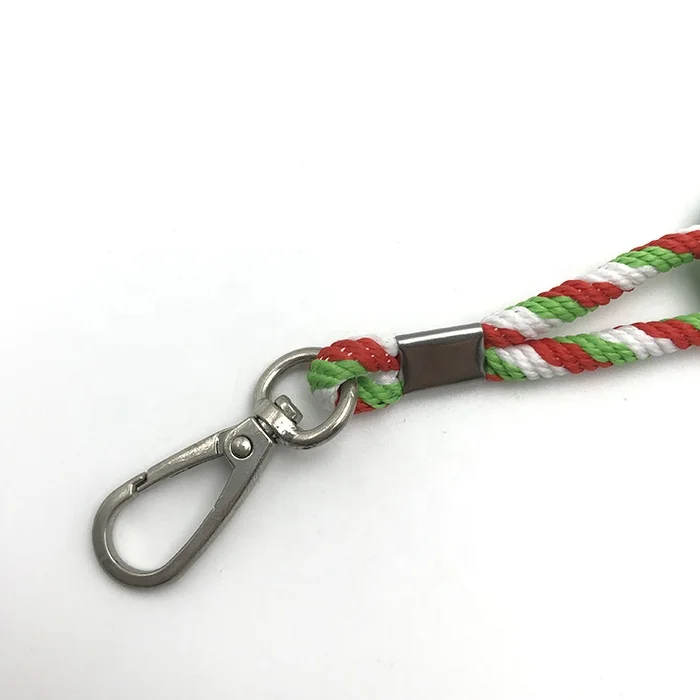 
Custom logo nylon material neck strap coach round cord string roll lanyard 