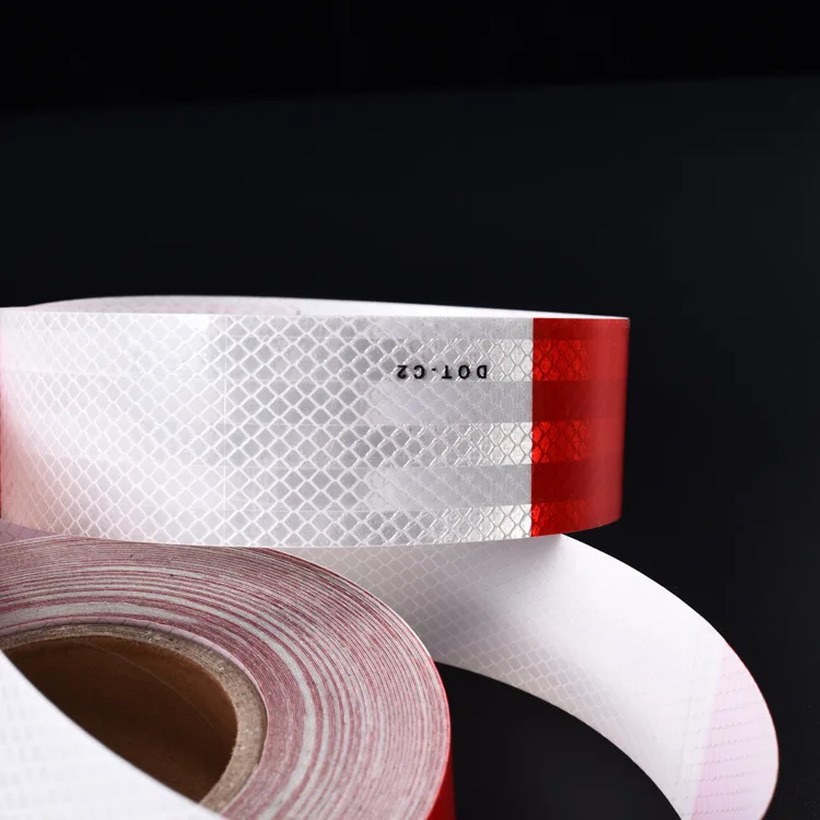 High Visibility Durable Conspicuity DOT Approved Reflective Strips Self Adhesive Safety Red And White DOT-C2 Reflective Tape