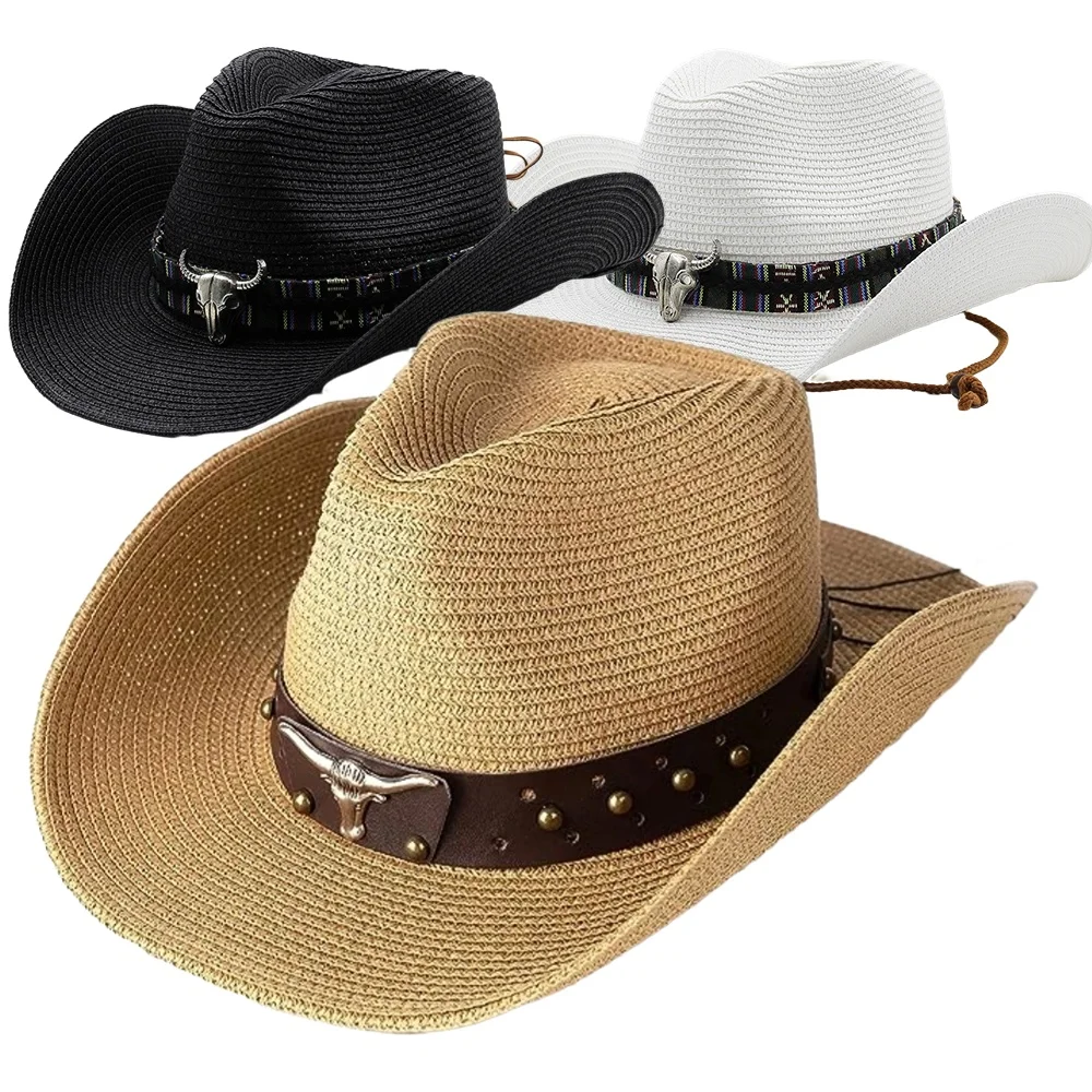 OEM ODM luxury trending cheap storage bulk customizable distressed vintage straw cow girl cowboy hat for men