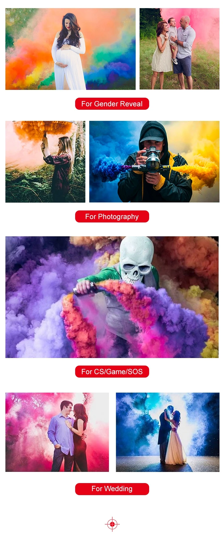 Two color change pull the lace smoke flare fireworks from Liuyang supplier smoke grenade