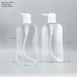 Plastic Cosmetic Skin Care Packaging Tetragonal Clear PET Refill Oil Bottles 500ml