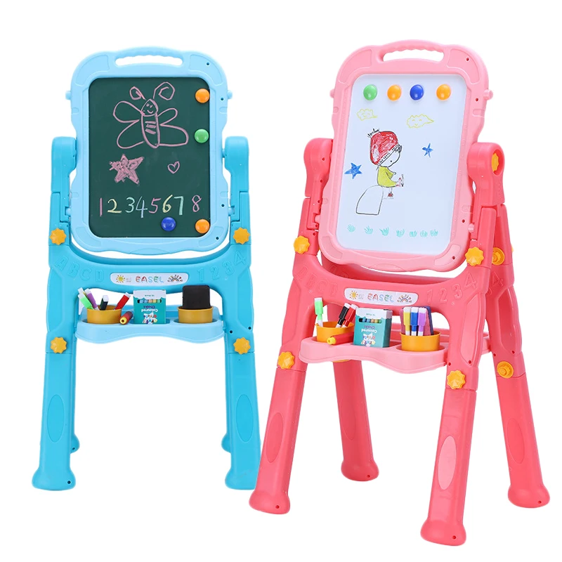 Adjustable Magnetic Drawing Board Writing Painting Double Sided Plastic Standing Art Easel Toys For Toddlers