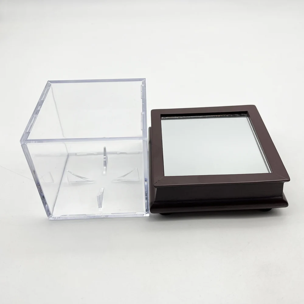 Customized Acrylic clear Counter top Baseball Cube Display box Case baseball holder