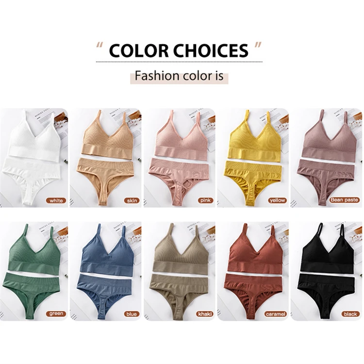 Female Thin Sexy Gather Triangle Cup Bra Beauty Vest Comfortable Seamless Sport Bra Top Set