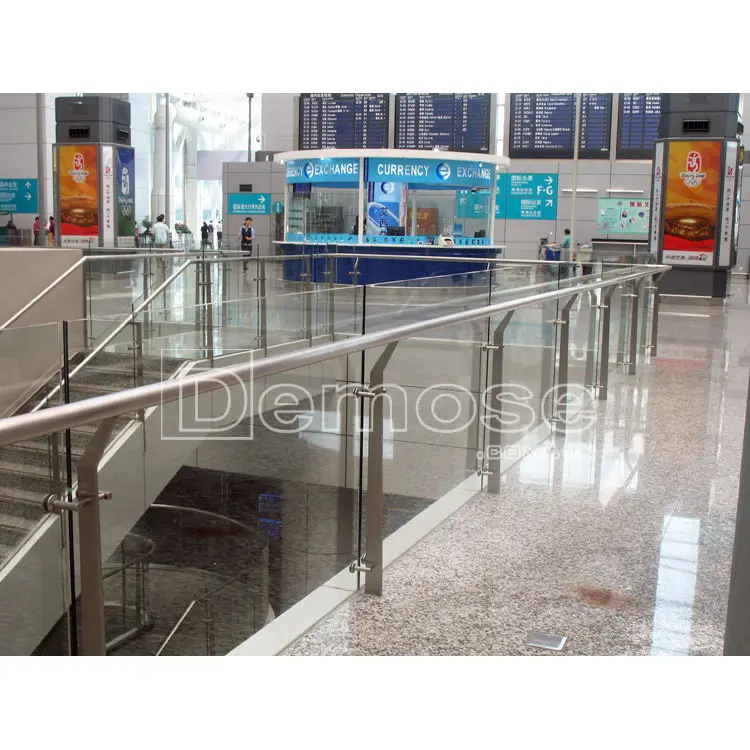 factory outlet 6mm,8mm,10mm,12mm double flat bar glass balcony railings for stair/balcony/veranda/deck/porch/mall