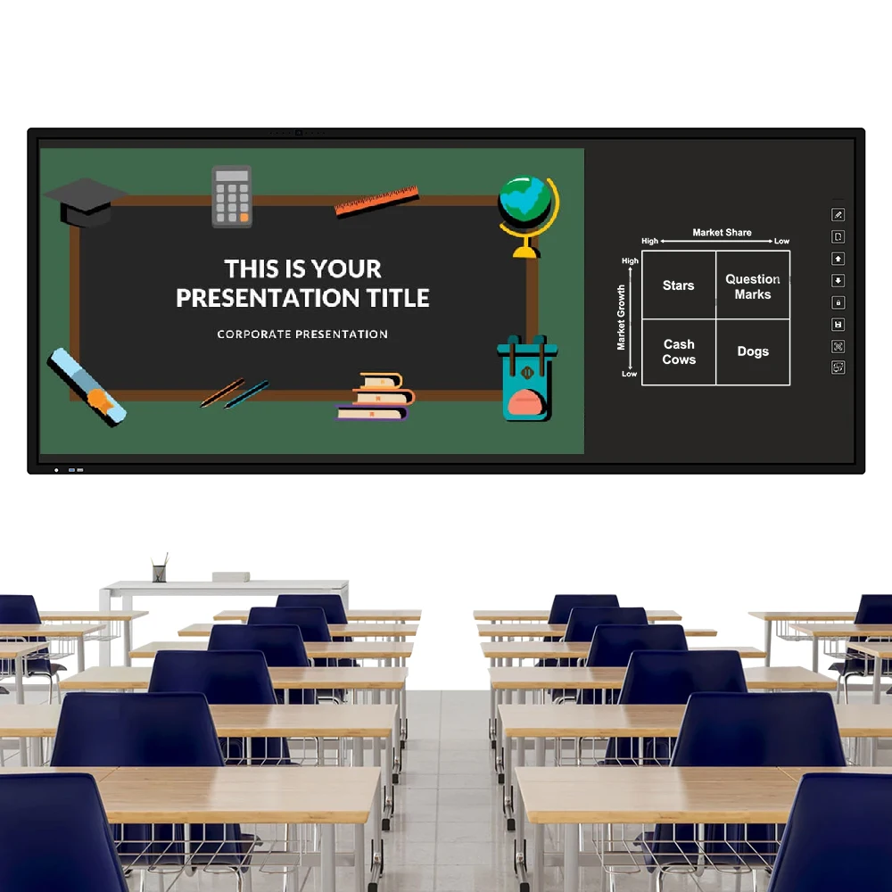 77 94 inches LED Conference Interactive Flat Panel Smart Board Touch Screen Dual OS Android Windows OPS for School
