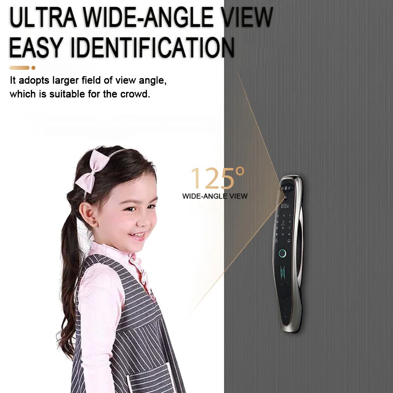 3D Face Recognition Lock Security Digital Smart Door Lock  With Tuya Smart Life Password Fingerprint Key Card Unlock