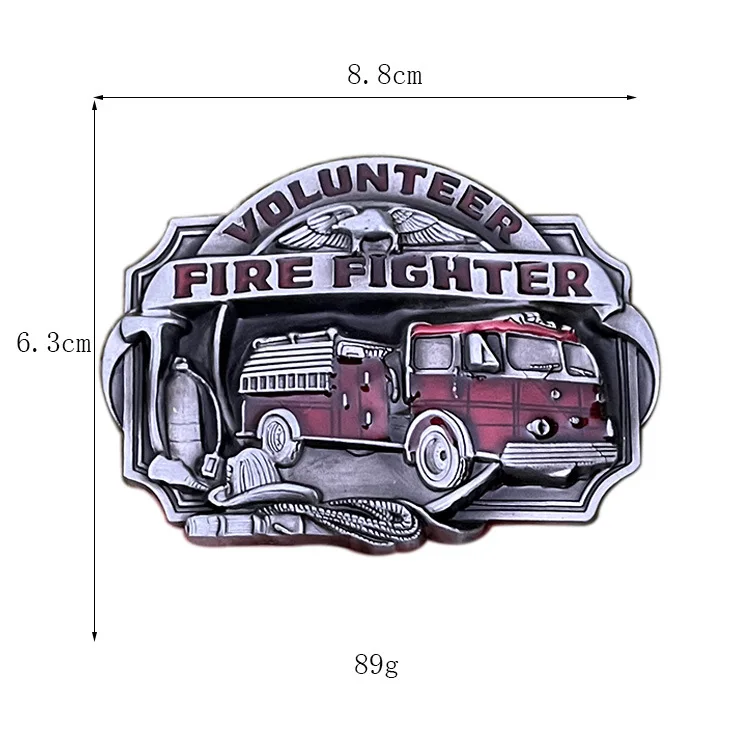 Classic Zinc Alloy Enamel Brass Custom Logo Metal Belt Buckles Western designers 3D 40mm big oval  Fire fighter Belt buckle