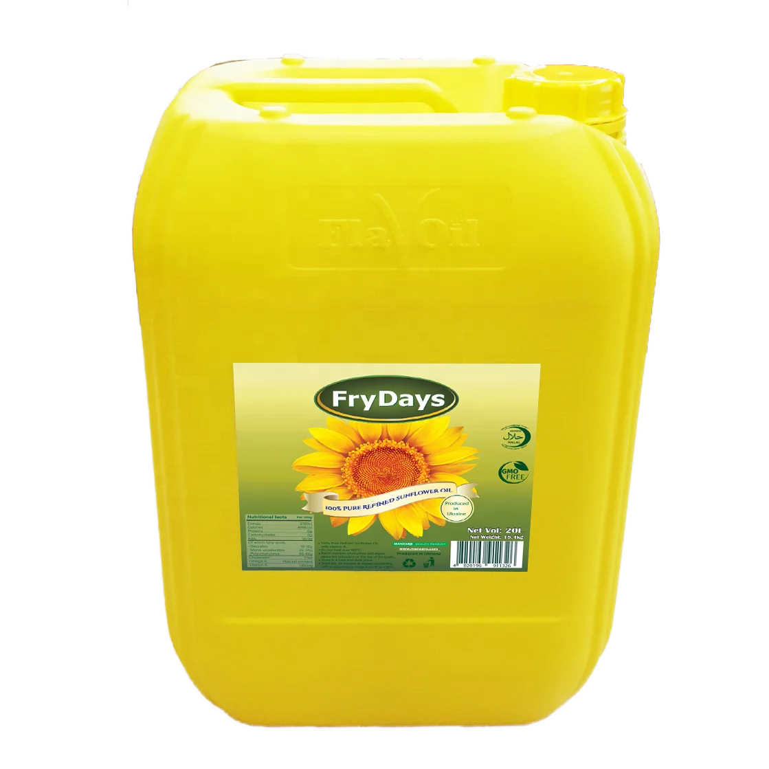 FRYDAYS 100% Pure Refined Sunflower Oil, 20L plastic tins, Ukrainian origin
