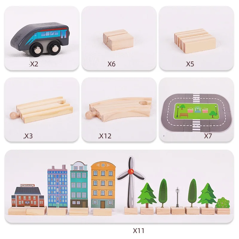 Fun Scene Model Railway Parts Accessories Diy Assemble Slot Toy Train Track Set Wooden Train Toy Set For Children