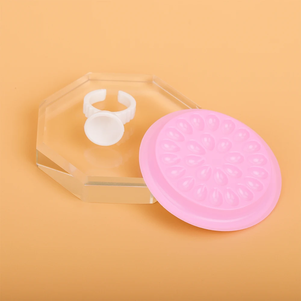 Eyelash Holder Pink Jade Stone Glue Adhesive Holder For Eyelash Extension Kit Tools