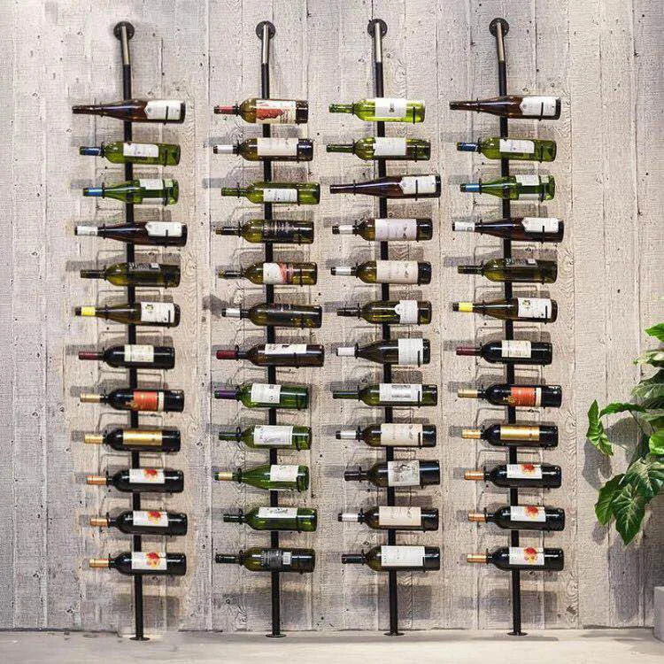 Wrought Iron Wall-mounted Wine Bottle Rack Hanging Floor Wine Rack Cabinet Display Wall Home