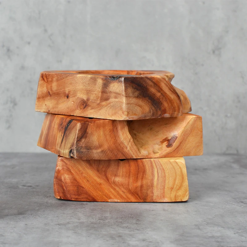 Custom Decorative Creative Wooden Cigar Ashtray Outdoors and Indoors Portable Ash Tray