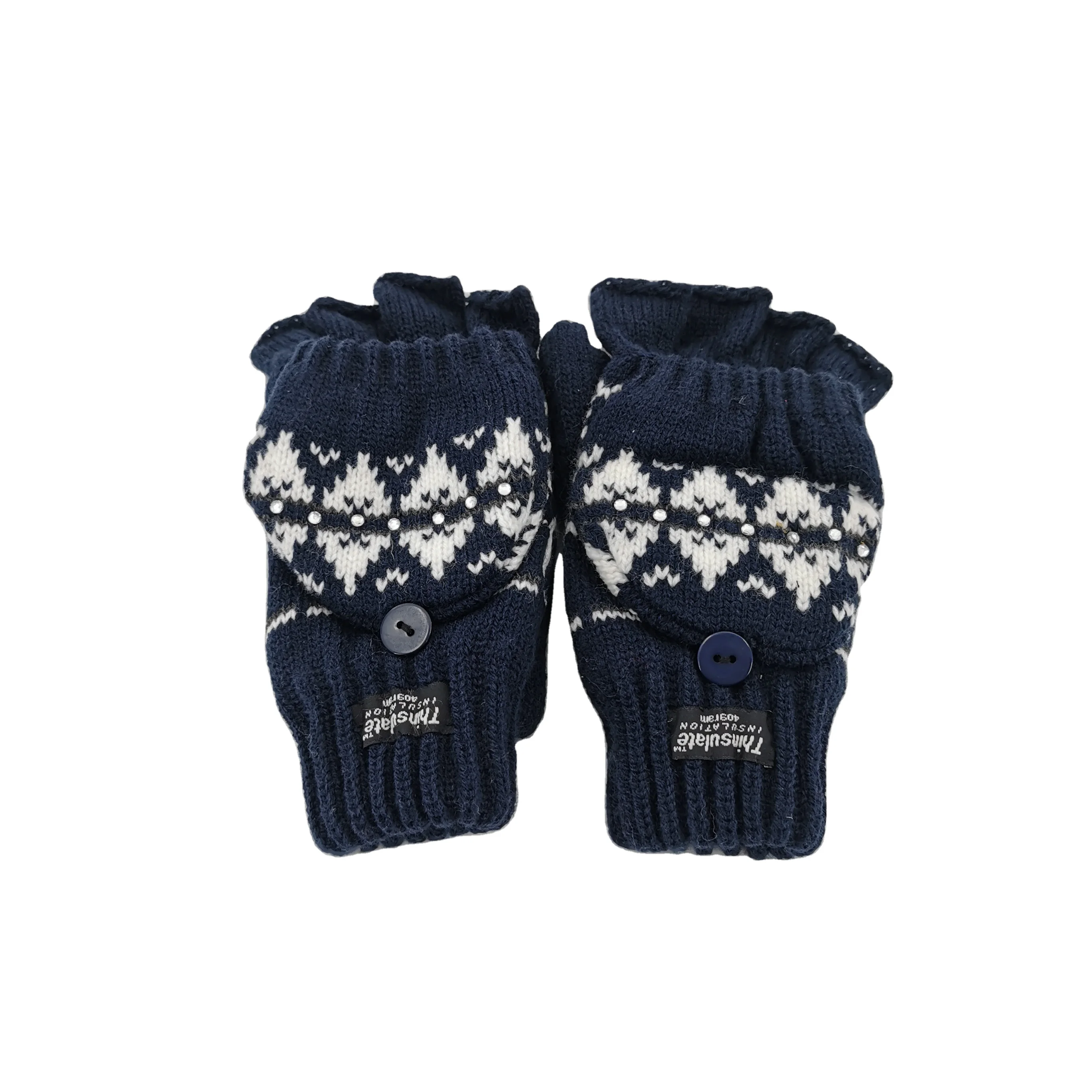 Wholesale kids winter acrylic gloves mitten with cover for unisex 3M Thinsulate