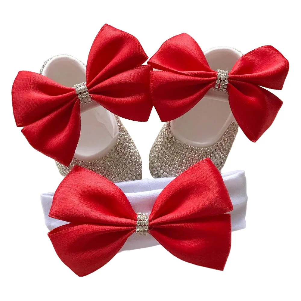 White Pearls Bling Rhinestone  Dollbling Handmade Baby Crib Shoes Christening Outfit Wedding Sparkle Organza Baptism 0-18m Shoes