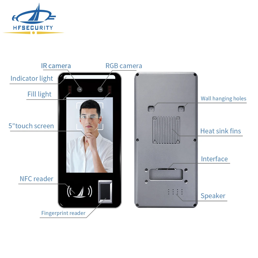 FR05 HFSecurity Portable Android More stable compatible Face Recognition Attendance Machine Biometric Access Control Products