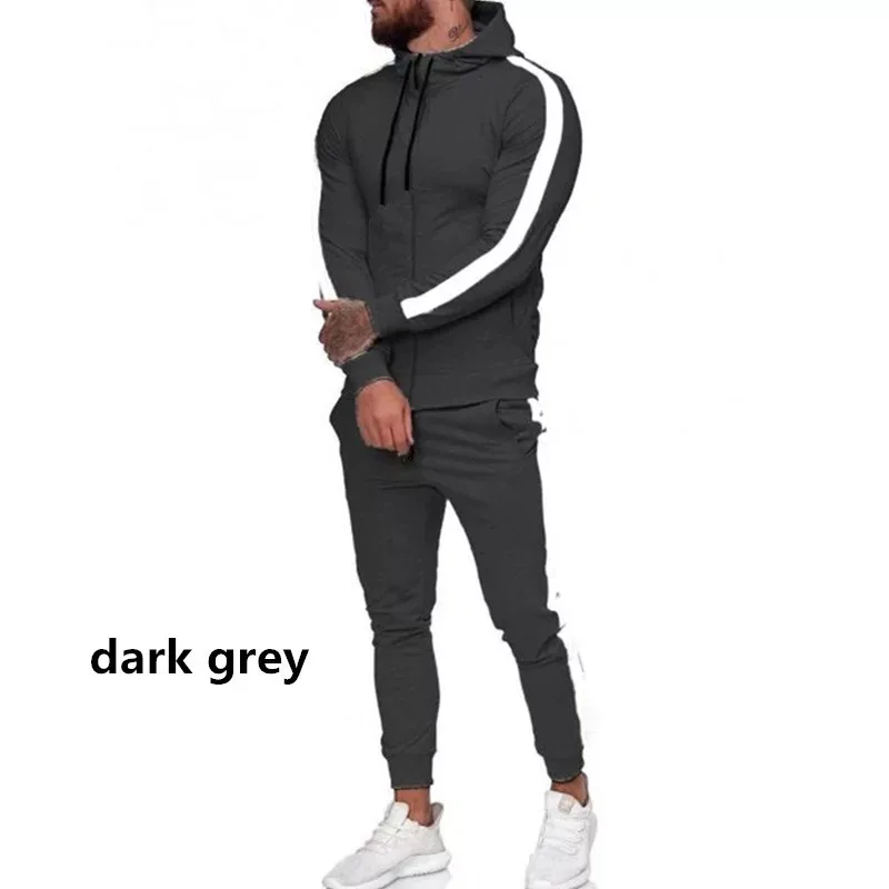 
Wholesale mens fitness tracksuit blank side stripe running wear jogger suit men tracksuit 