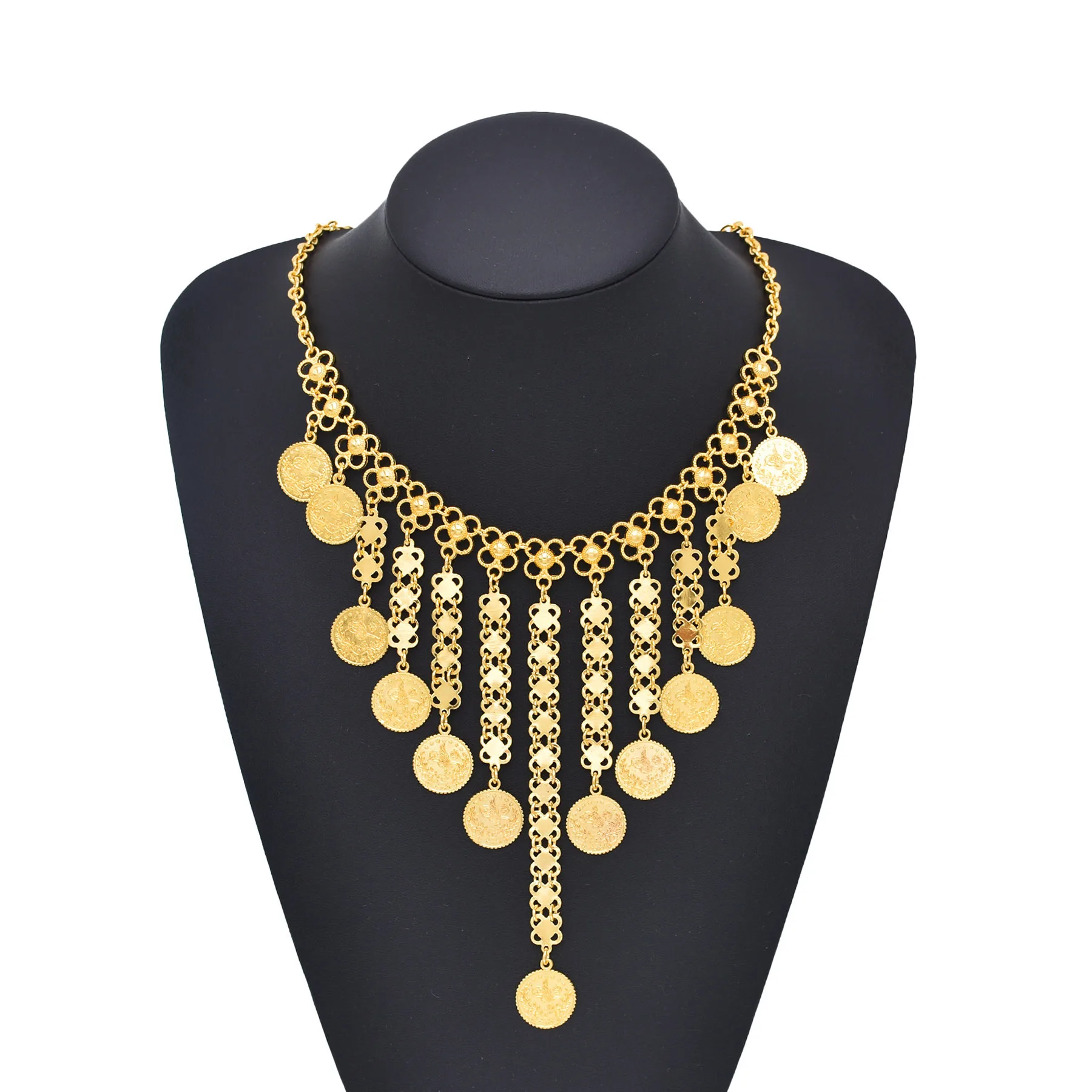 Golden Coin Tassel Women Necklace Pendant Charms Bohemian Ethnic Necklace Indian pendant Necklace