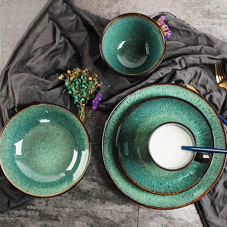 16 шт. лучшая керамическая посуда яркого цвета, желтая и черная керамическая посуда