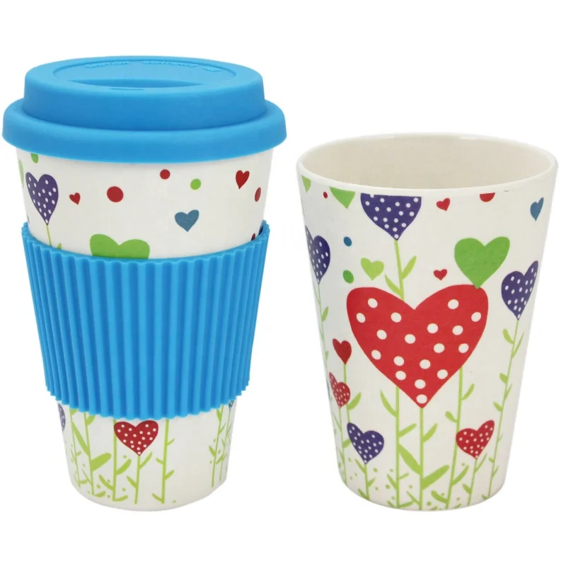 Drinkware Eco-friendly Reusable Travel Espresso Mug Bamboo Fiber Cups for Coffee with Lid