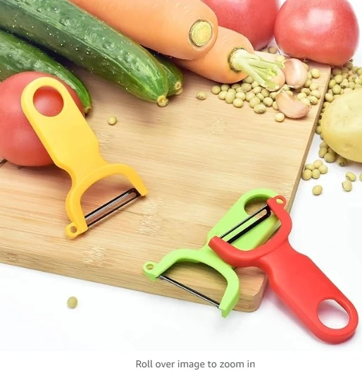 Original Vegetable Fruit Peeler Carbon Steel Blade 3 Pack Red/Green/Yellow