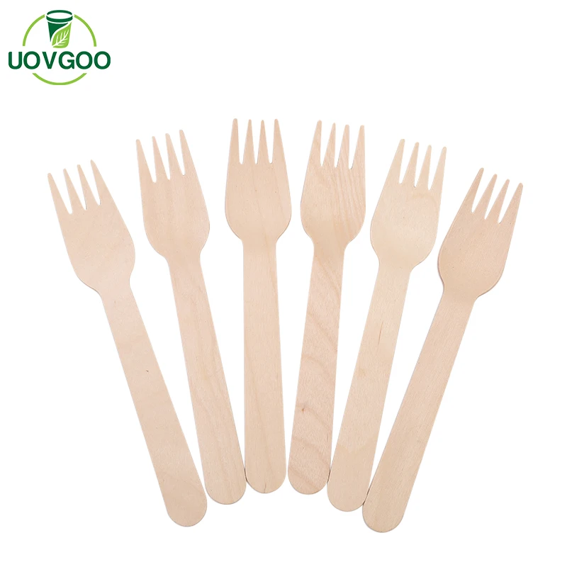 Wholesale Disposable wood fork cutlery Biodegradable wooden fruit fork