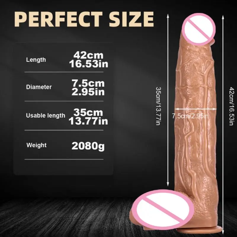 Realistic 16.53 Inch Supper Huge Thick Black Dildo Wholesale Realistic Long Giant Big Large Dildos for Women