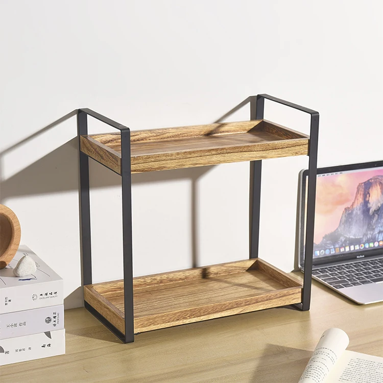 Two layer wooden bathroom shelves directly sold by the factory