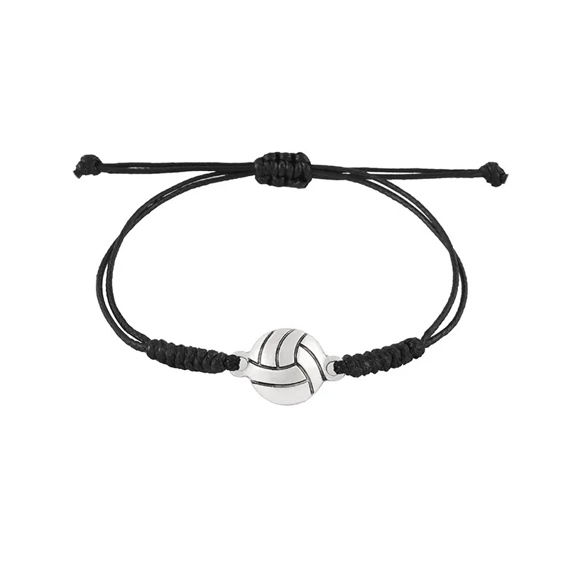 Hot Selling Hand-woven Wax Wire Bracelet Alloy Soccer Baseball Basketball Volleyball Rugby Pull Hand Rope Women