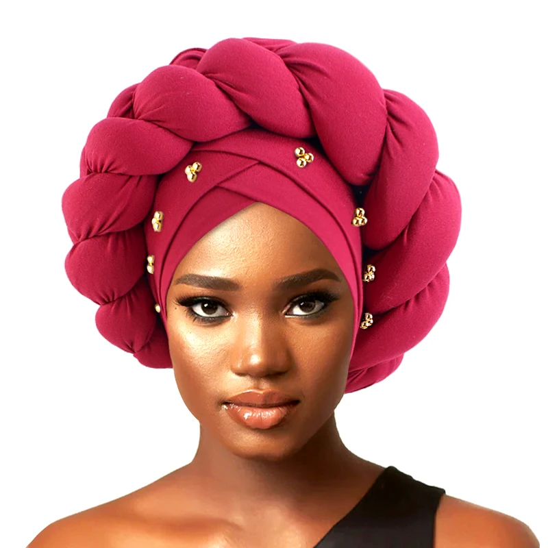Wholesale Custom Logo Hair Accessories Fashion Braid Headscarf Bandana Bohemia Turban Hats Muslim Turbans Headwrap For Women